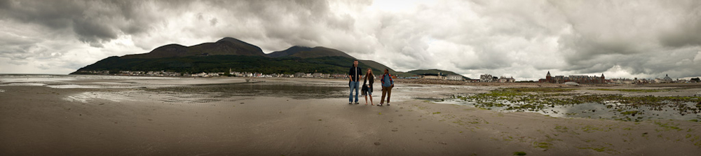 Ryan Book, Abigail Dowd, and Diana Turner-Forte in Newcastle, Northern Ireland where the Mourne Mountains meet the sea